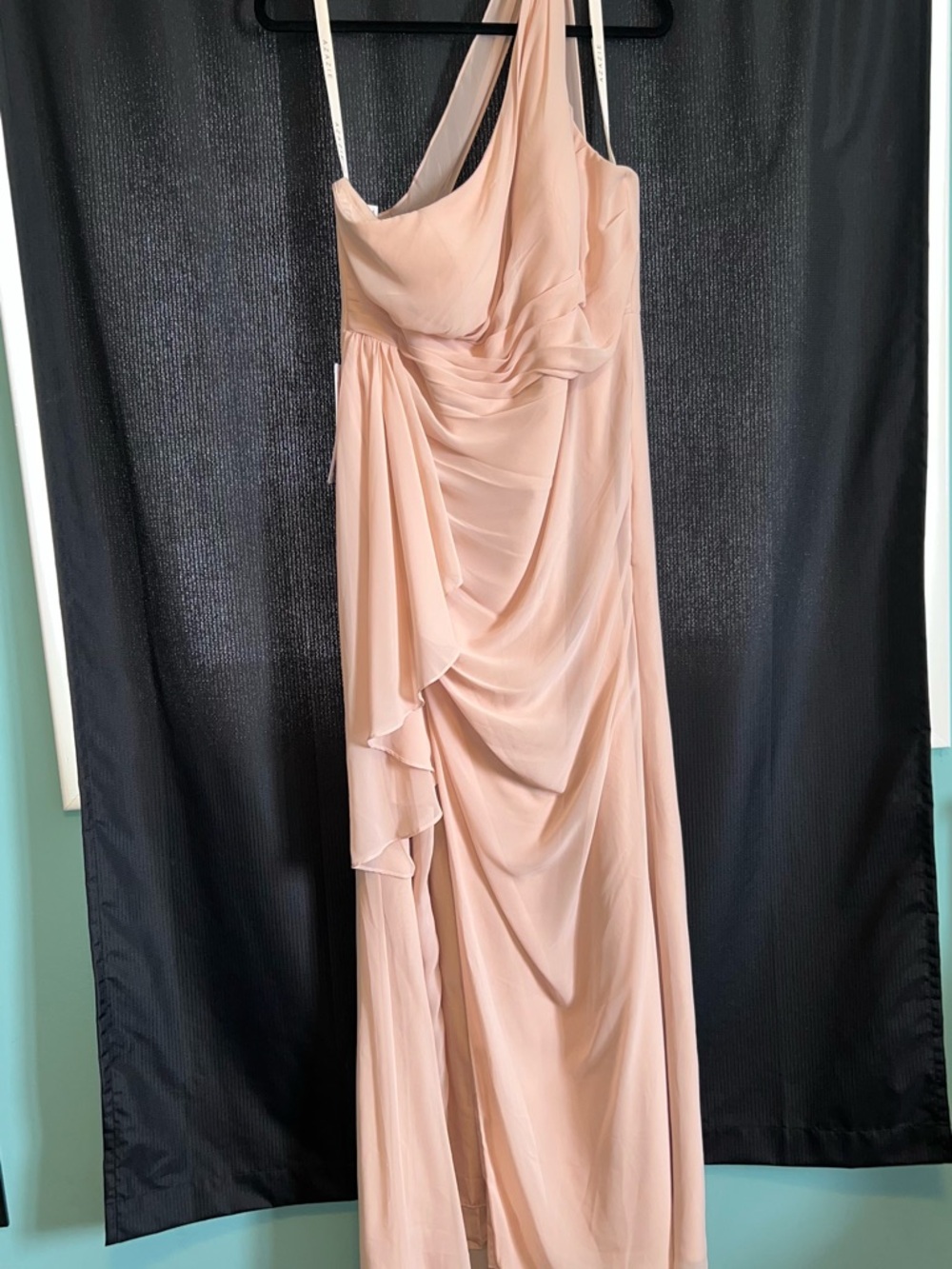 Azazie Maive One-Shoulder Blush Evening Gown, NWT, size 16 - Picture 7 of 9